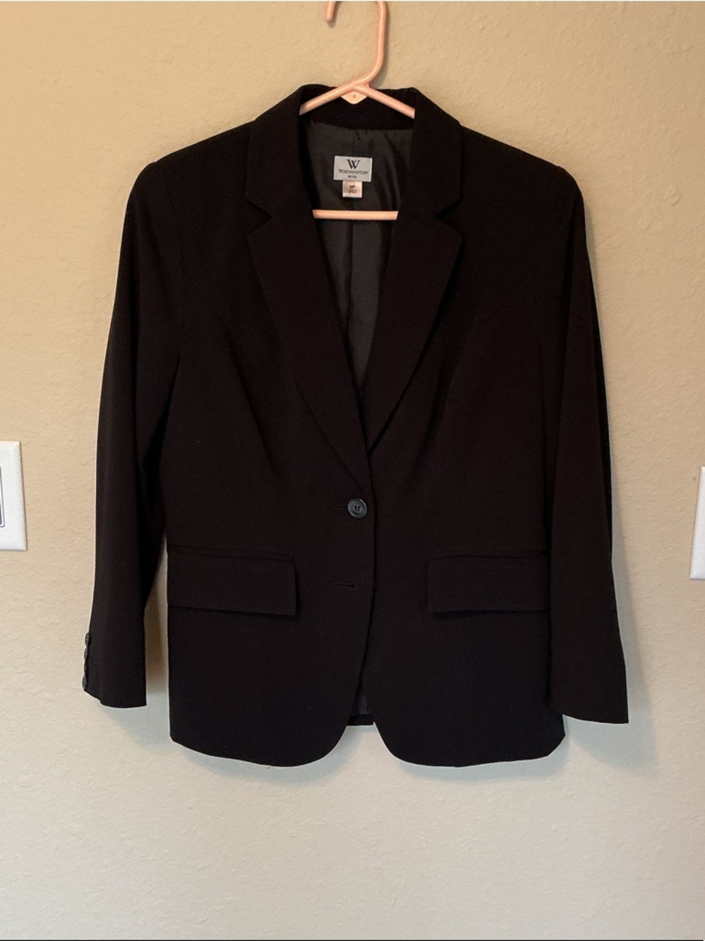 Worthington Black Single-Button Notch Lapel Blazer